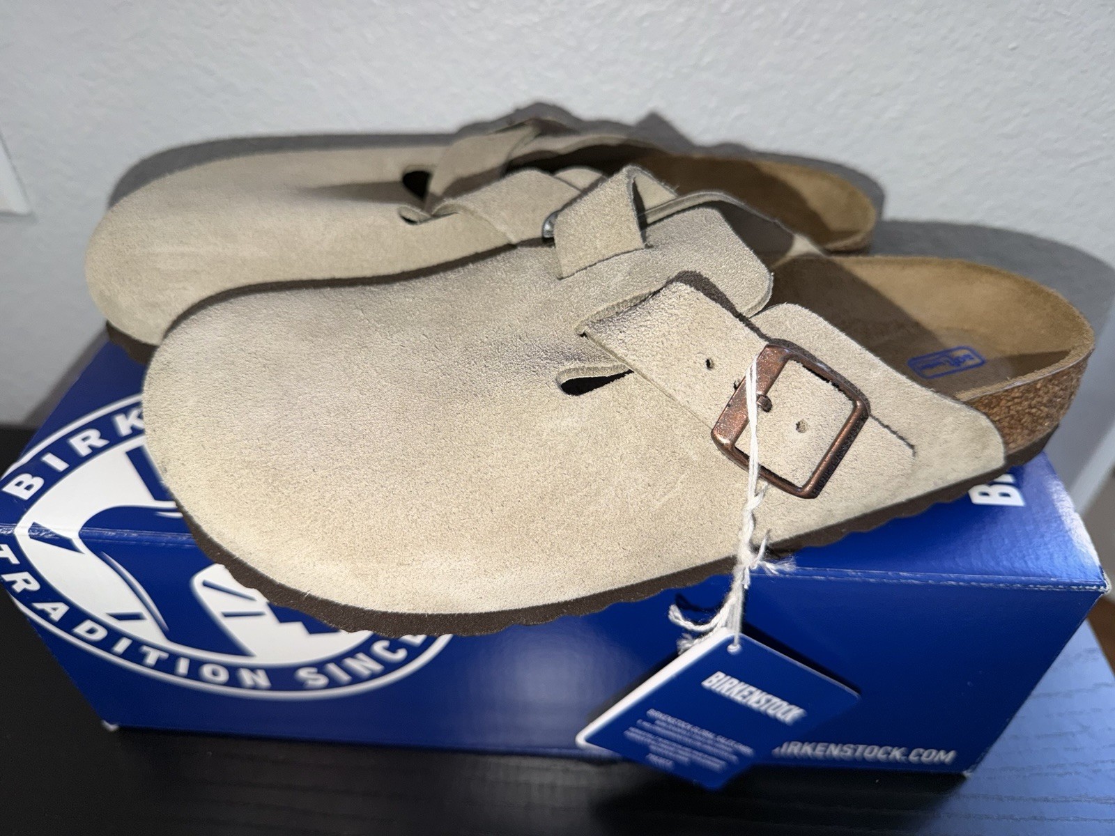 Birkenstock Boston BS Taupe Leather Clogs Women’s Size 38 Arch Support