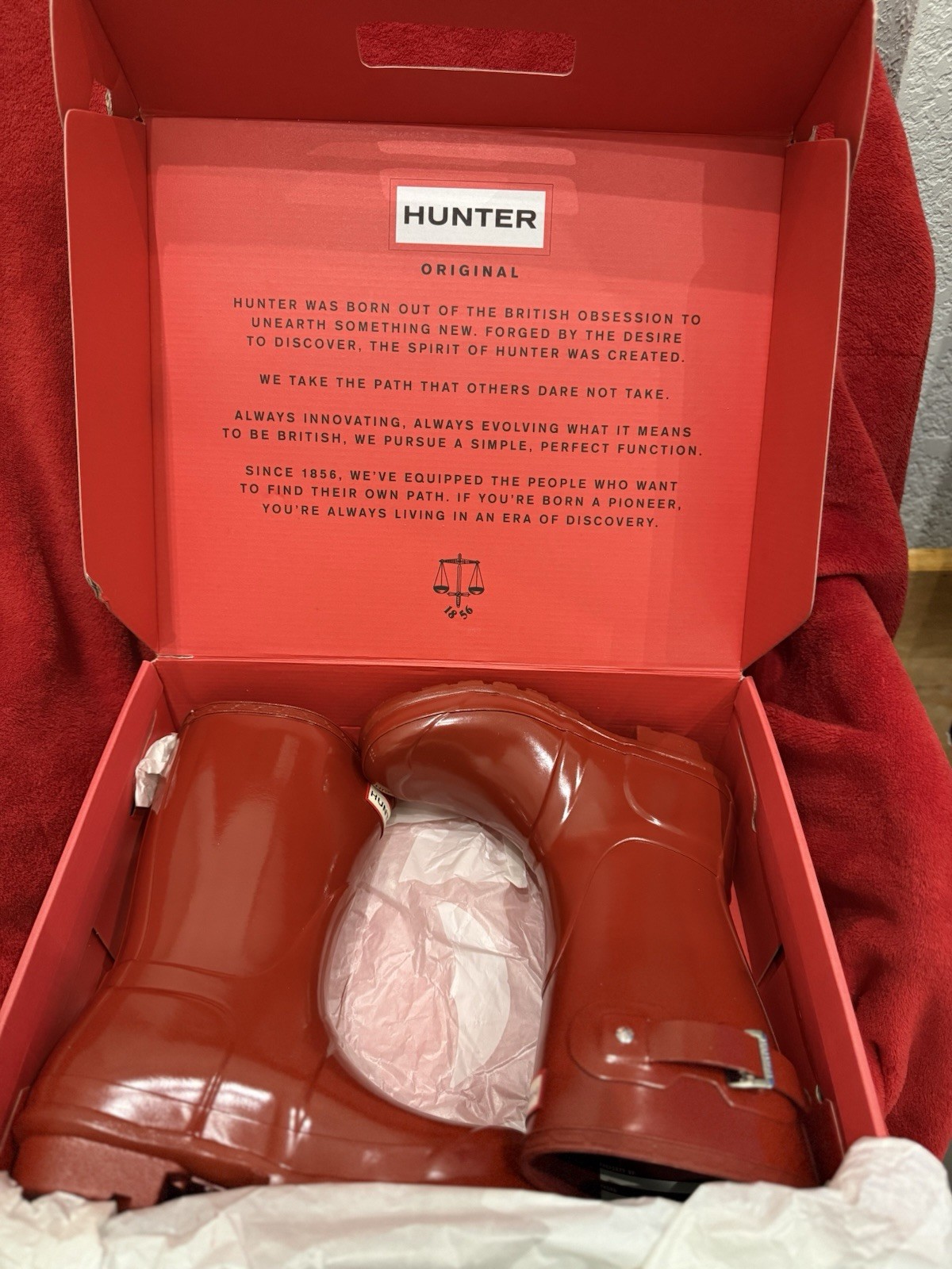 Hunter Original Short Gloss Women’s Rubber Rain Boots Red US 5 EU 36 UK 3