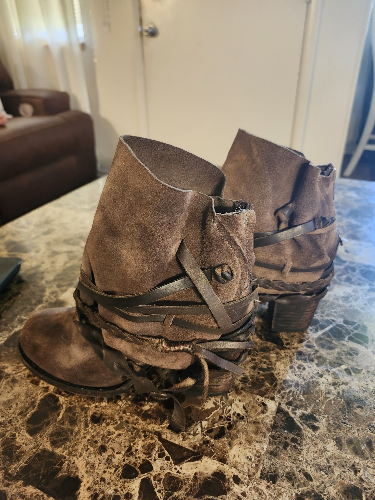 Freebird by Steven Cairo Boots Womens 9 Brownish Gray Suede Leather Boho Western