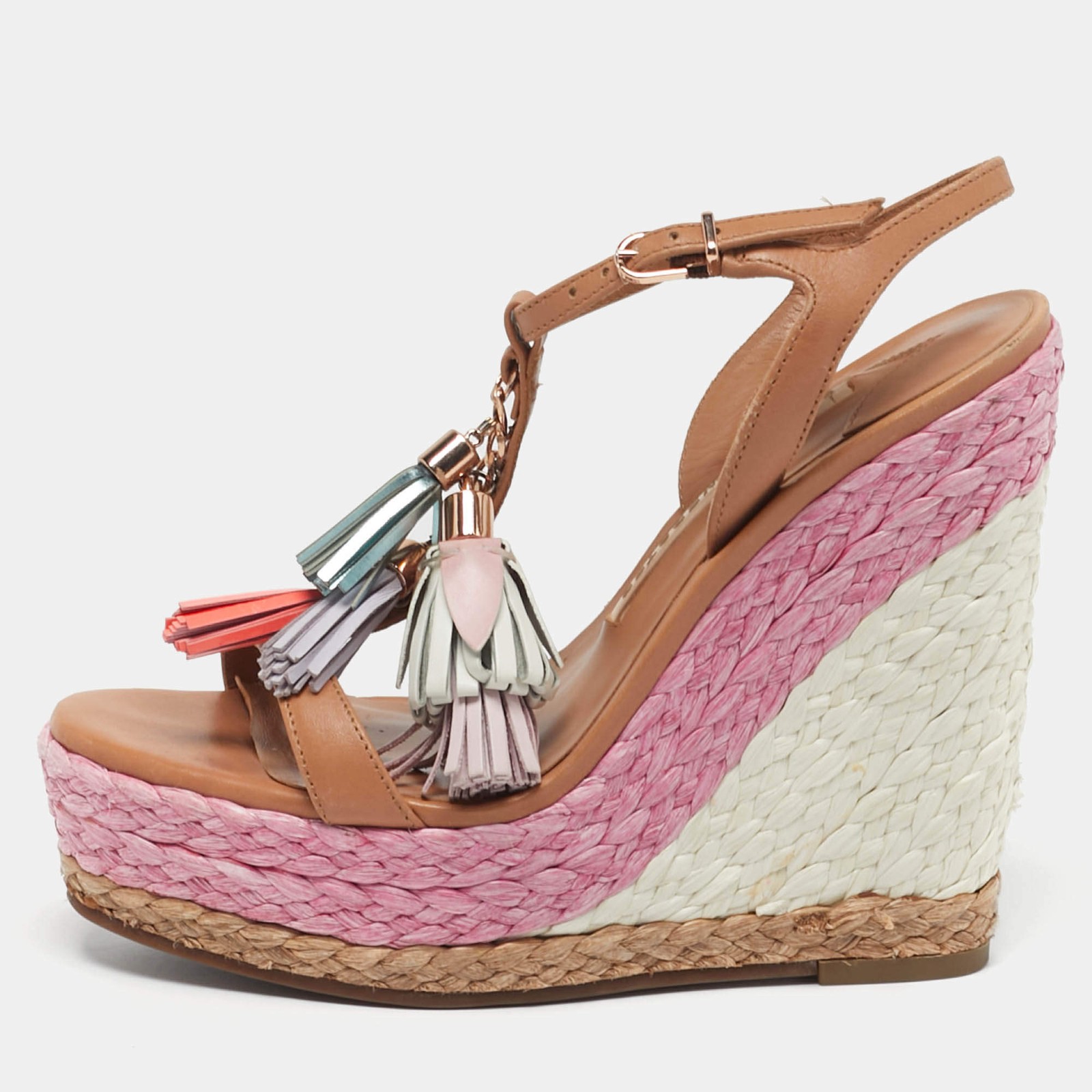 Sophia Webster Lucita Size 35.5 Brown Leather Wedge Sandals