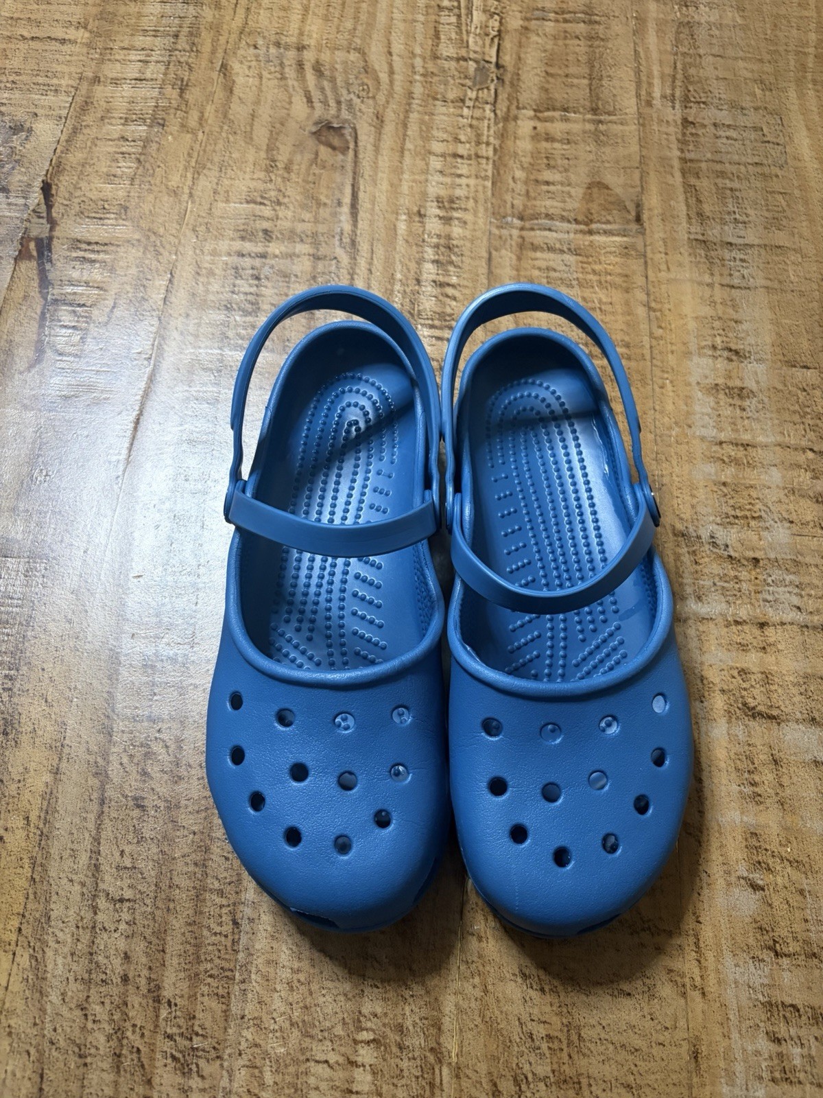 Women’s Crocs Shayna Mary Jane Size 9W Blue Slip On Flat Shoes