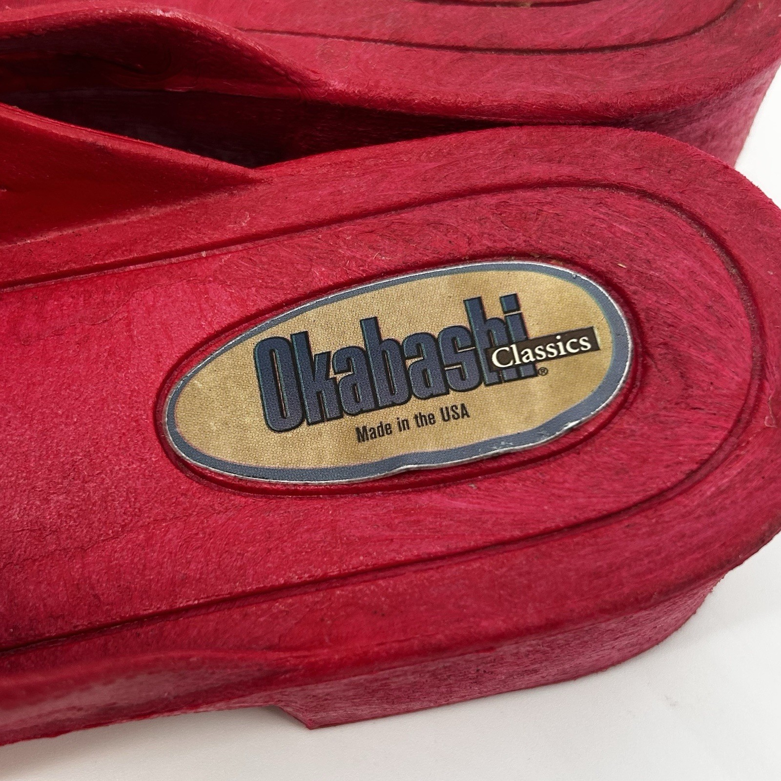 Vintage Okabashi Red Wedge Slide Sandals Women’s Size M/L