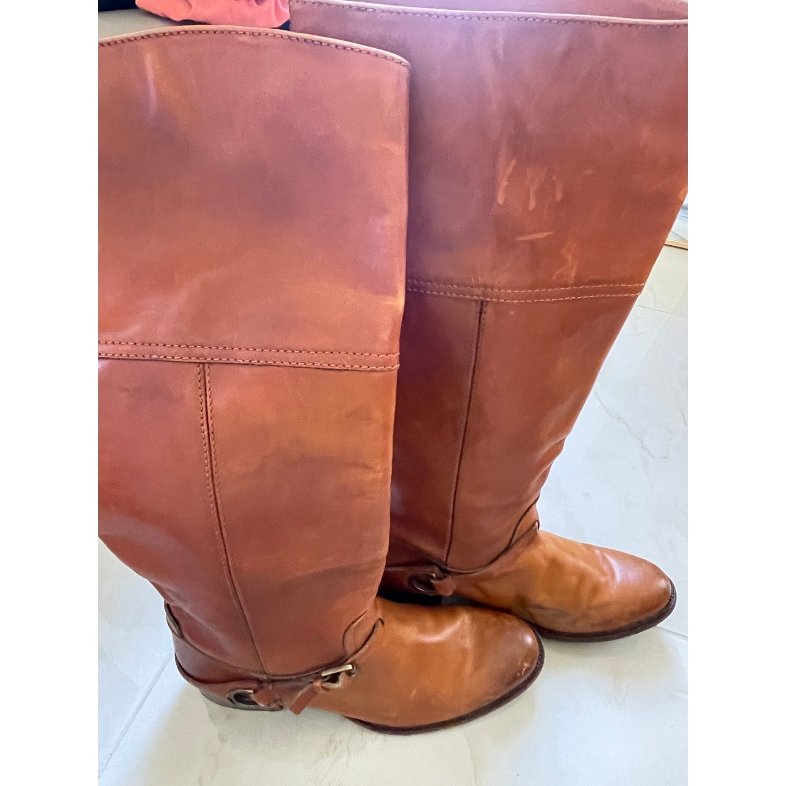 RALPH LAUREN COLLECTION purple label cognac 100% leather western mid calf boots
