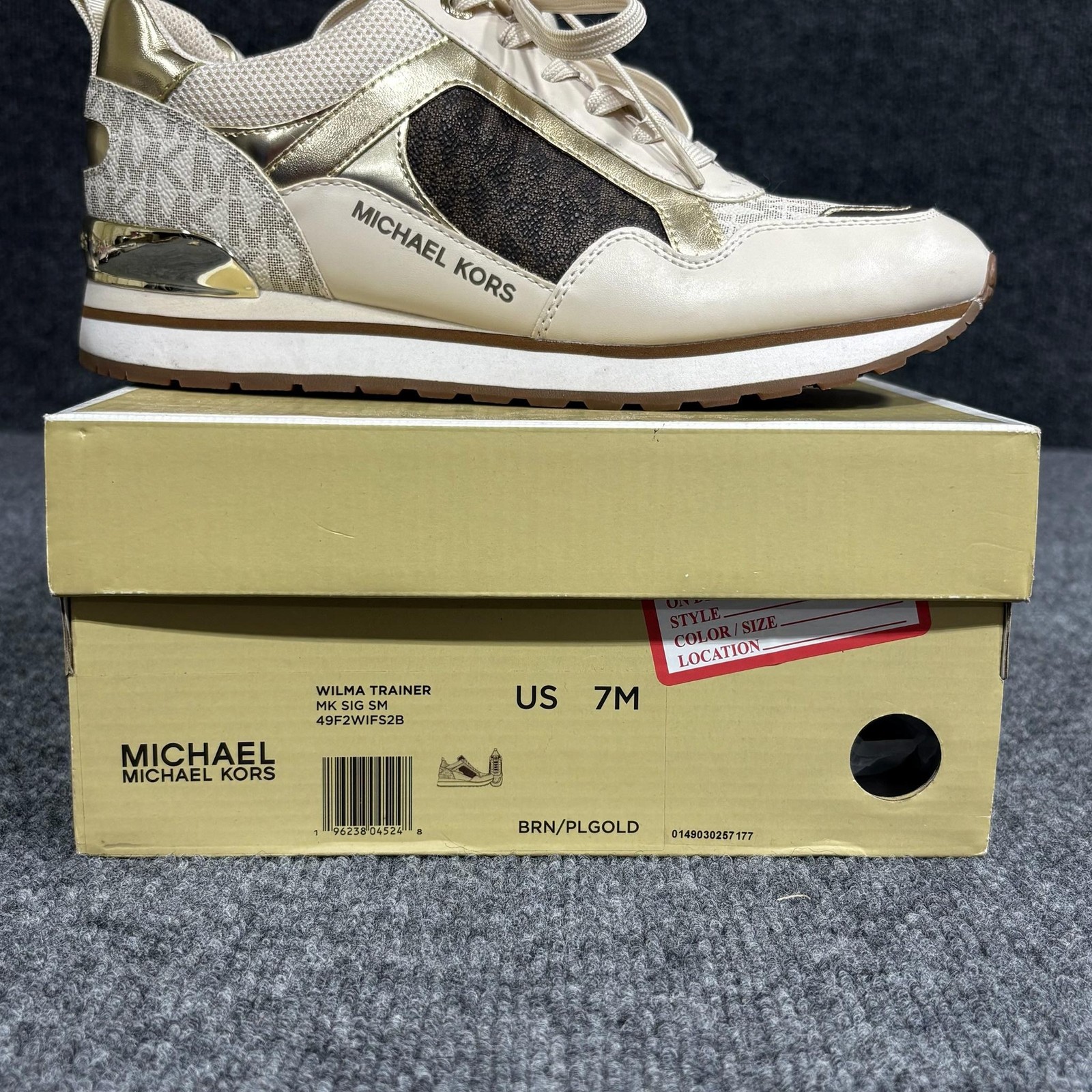 Michael Kors Shoes Womens Size 7 Gold Wilma Trainer Logo Colorblock Sneakers