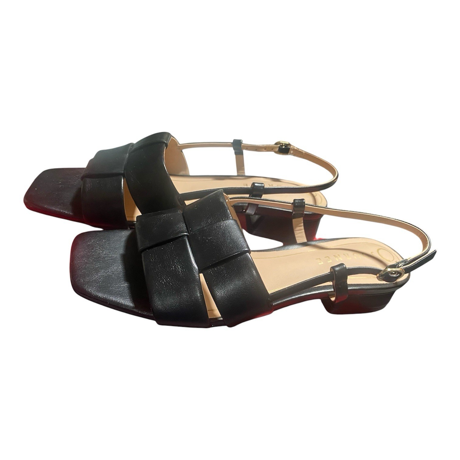 Journee Collection Tabatha Sandal Black Low Block Heel Slingback 6.5 LNIB Box