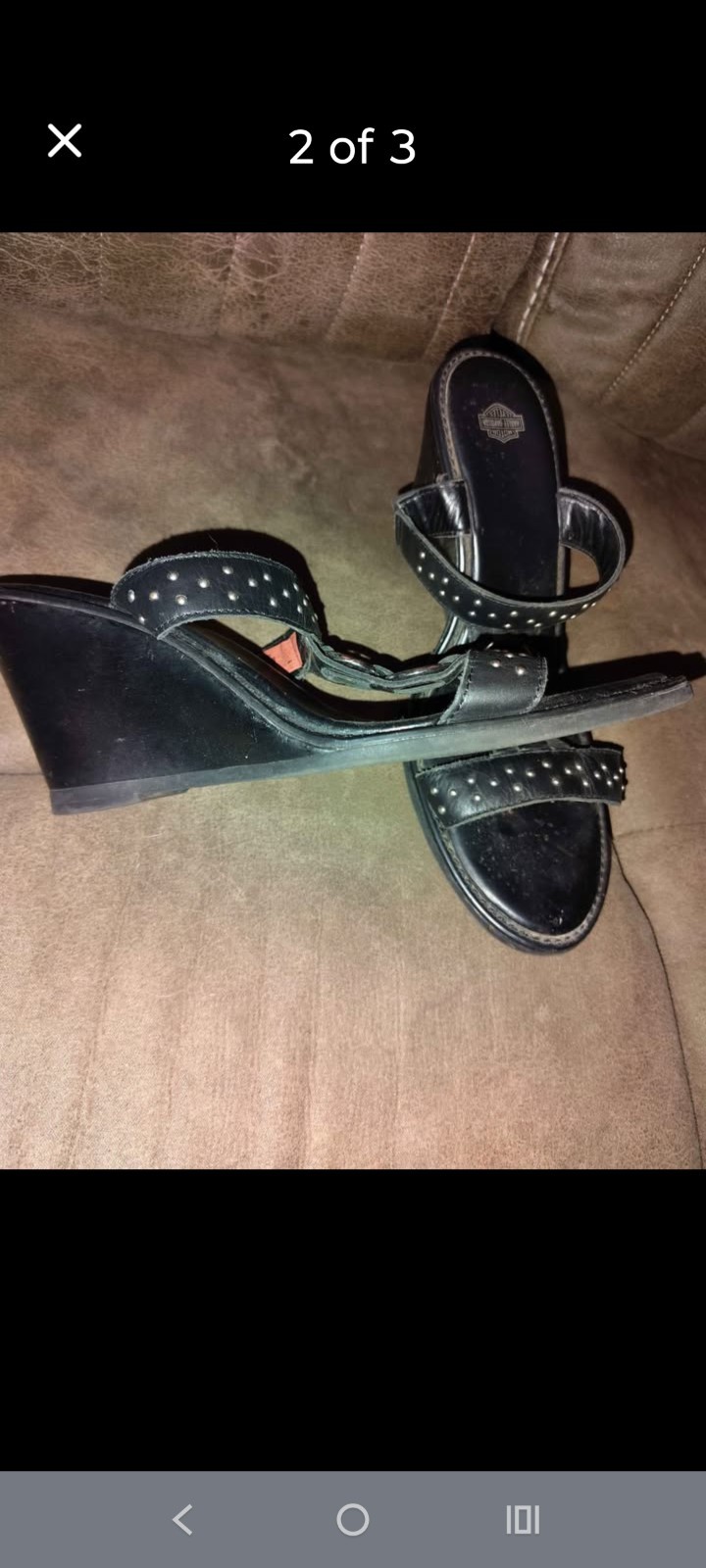 Harley-Davidson Women’s Black Studded Slip-On Wedge Slide Sandals 8