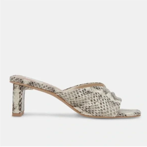 Dolce Vita Carlan Snakeskin Python Print Slide Square Toe Heel, Open Toe Size 9