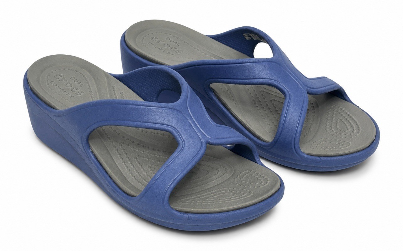 Crocs Sanrah Wedge Slide Sandals Womens Size 6 Periwinkle Comfort Water Friendly