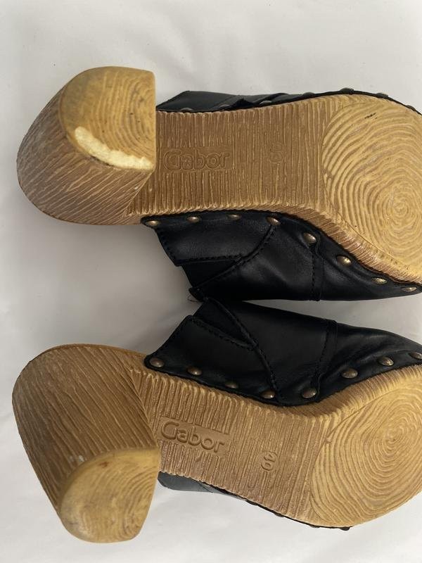Women Gabor Sabots Black Leather 40