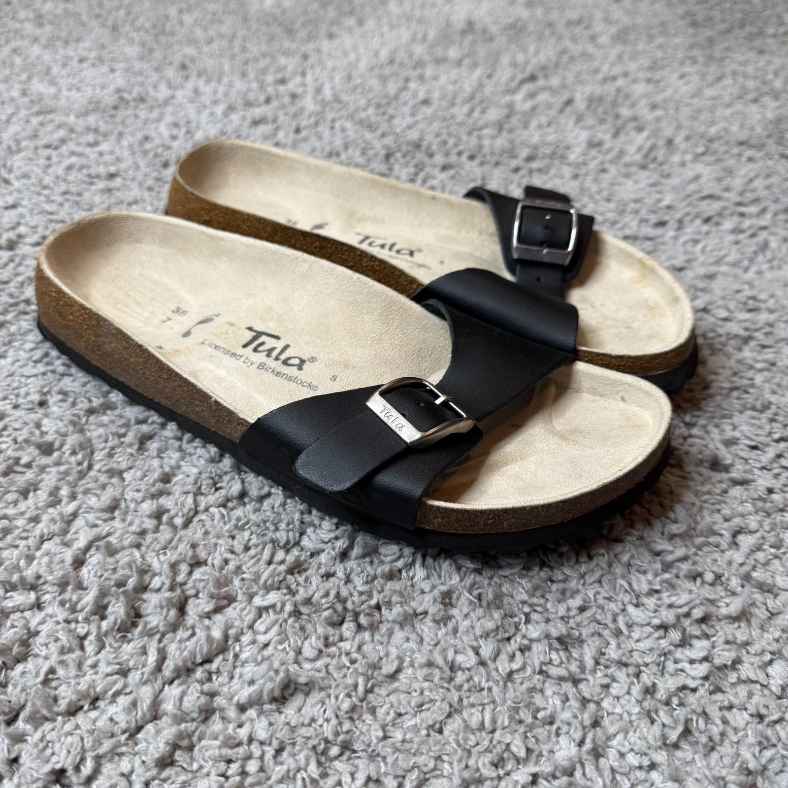 Tula By Birkenstock Madrid Womens Black Slip On Sandal Womens 38/7