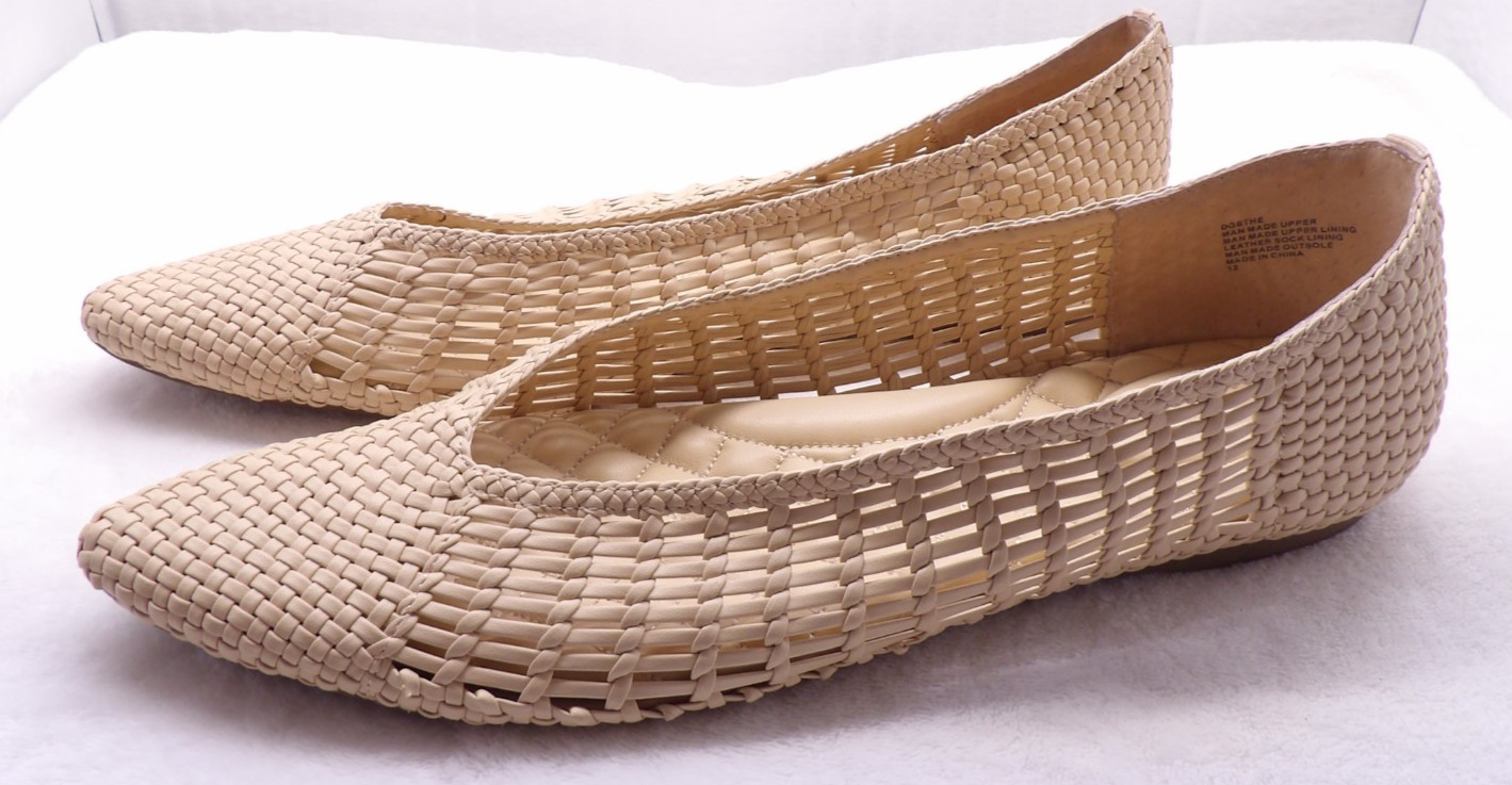 BIRDIES The Goldfinch Sz 12 Dawn Woven Slip-On Pointed Toe Flats Creamy Beige