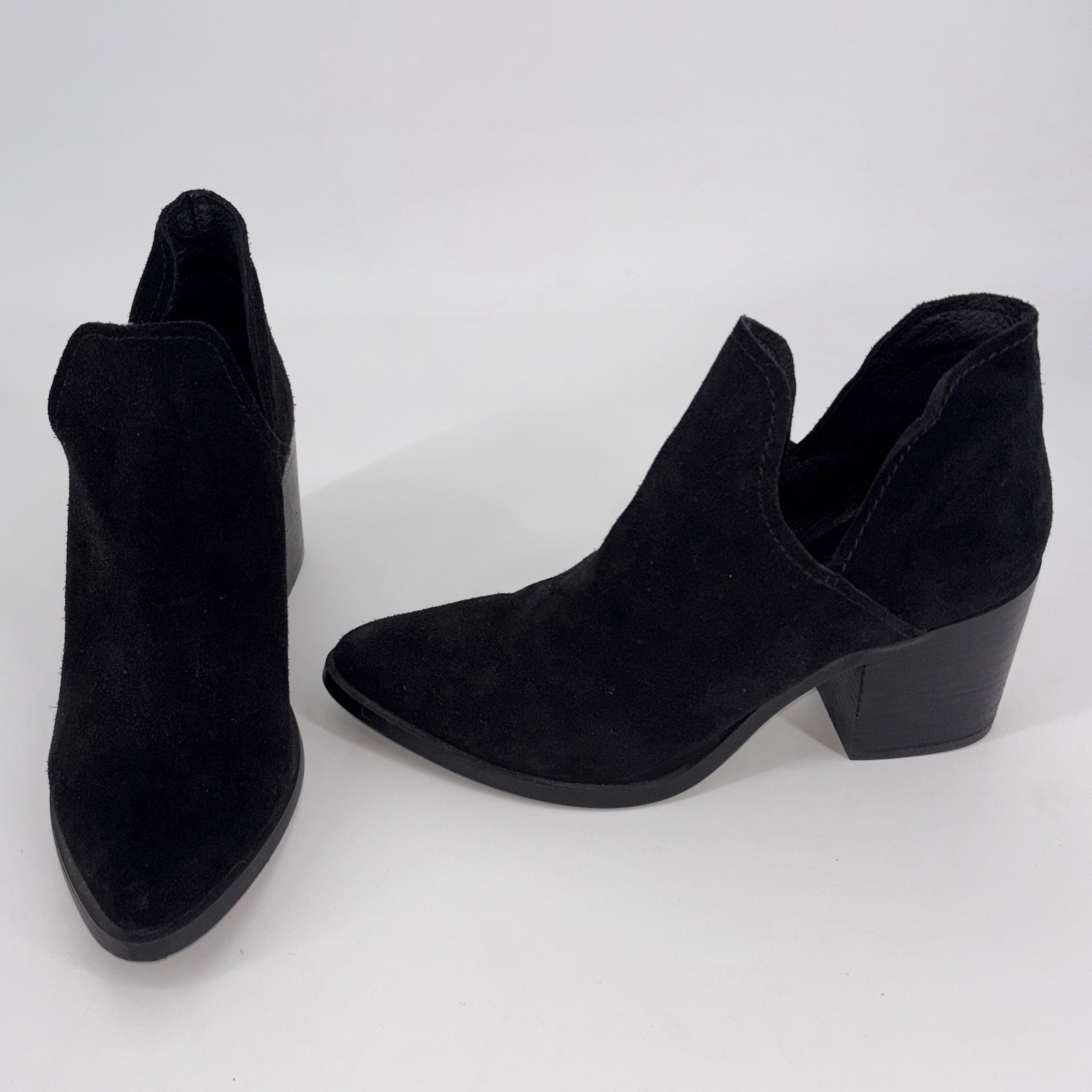 Steve Madden Prezzie Boots Booties Shooties 9.5 Black Suede Cut Outs Boho Artsy