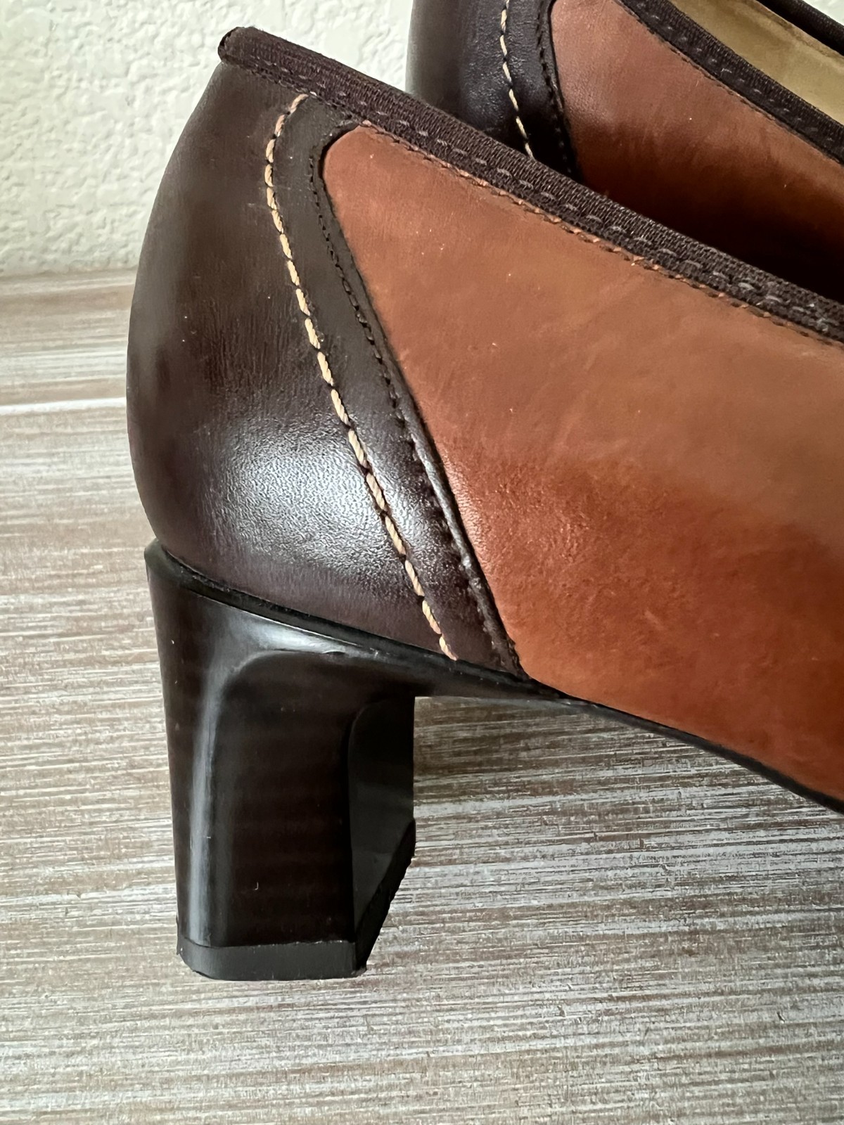 Ara Germany Relax Flex Leather Pumps Brown Square Toe Block Heel UK 5.5 G US 8