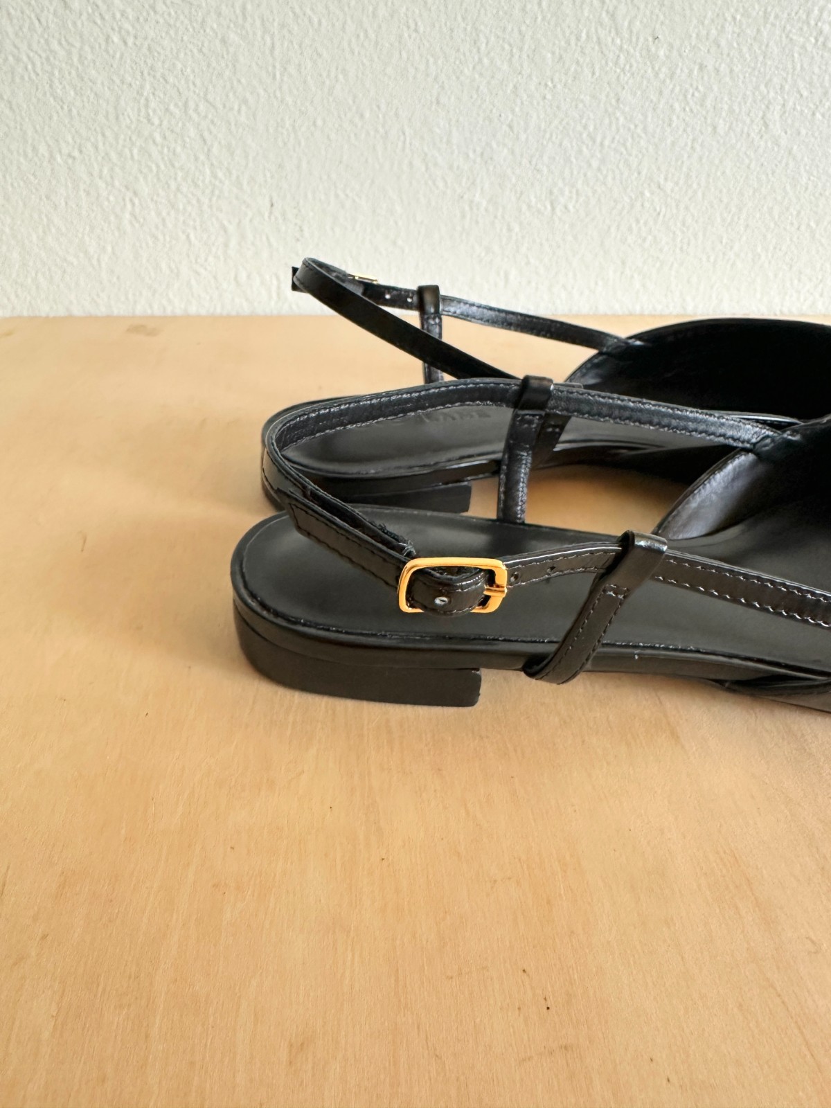 NEW Everlane The Studio Slingback Flat in Black Leather Career Workwear Womens 7