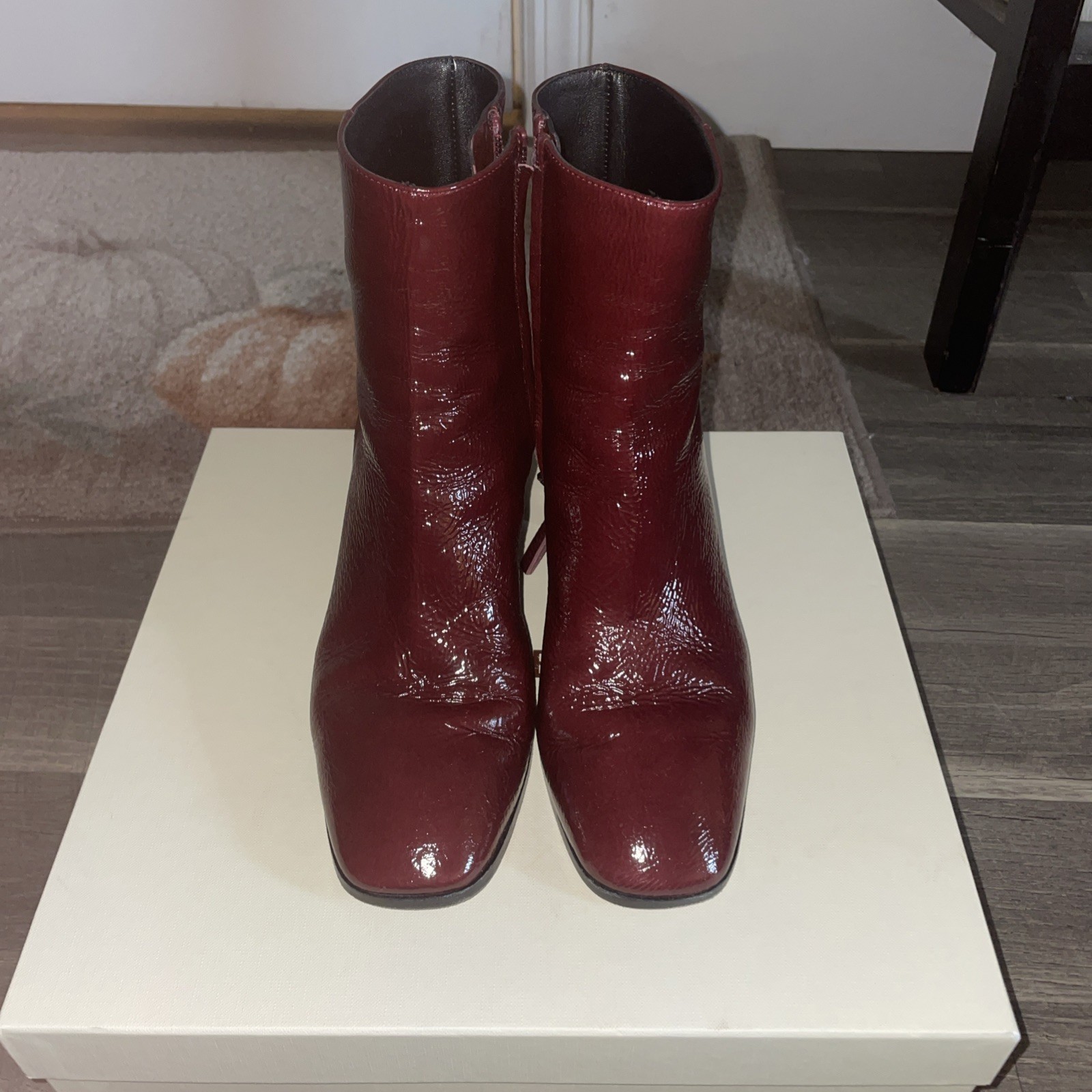 M. Gemi The Cristina Dark Burgundy Leather Ankle Boots Size 38