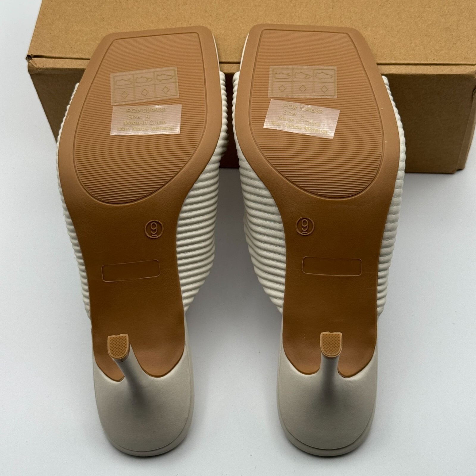 Tru Comfort Foam Greer Heels Size 9 Off White Pleated Slide Sandals Chic 🤍
