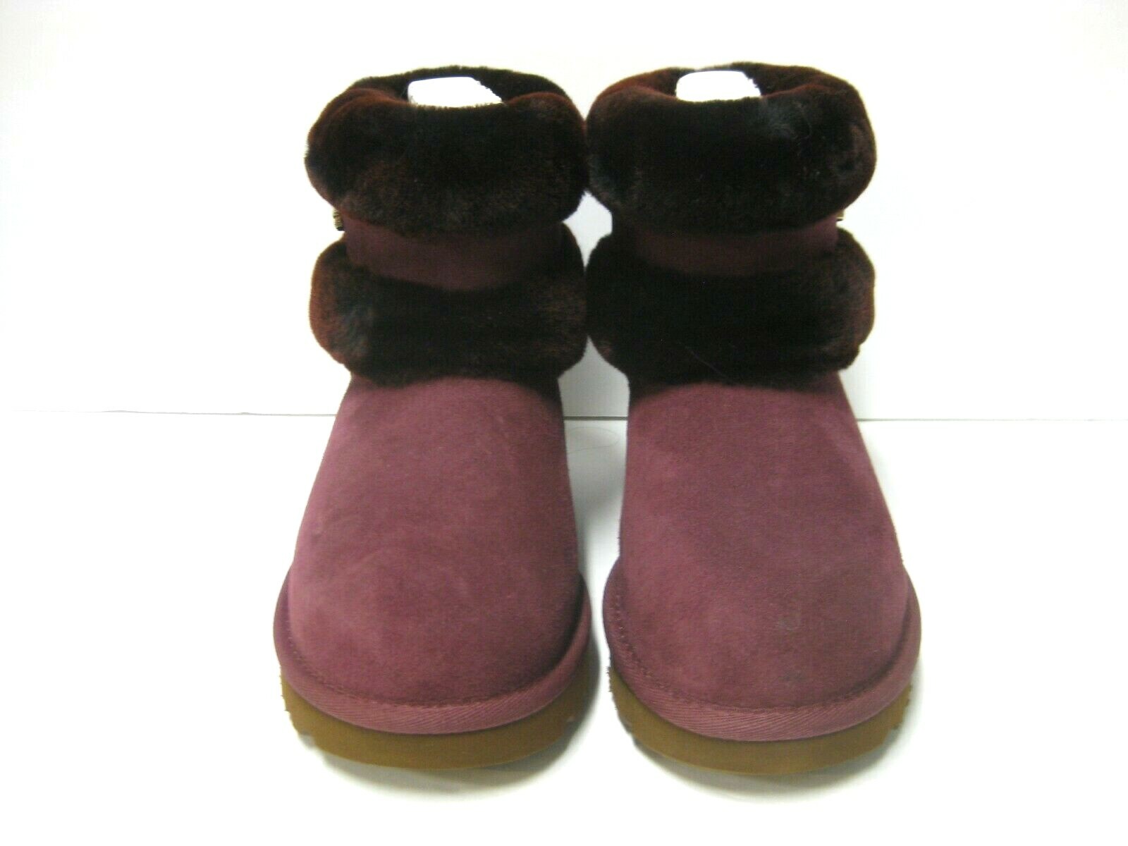 UGG FLUFF MINI BLETED WOMEN ANKLE BOOTS SUEDE SAUCE RED US 5 /UK 3 /EU 36 /JP 22