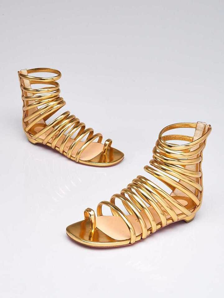 Christian Louboutin Gold Gladiator Sandals Size 36 US 6.5