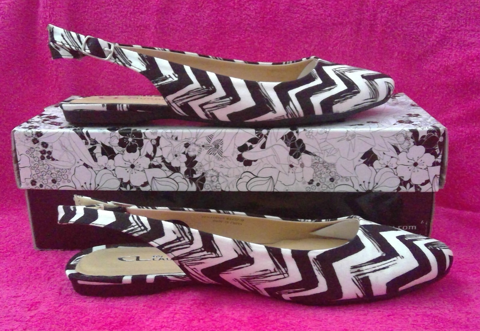 CL BY LAUNDRY BRILLIANCE Black White Slingback Womens Shoes 6 Medium B M