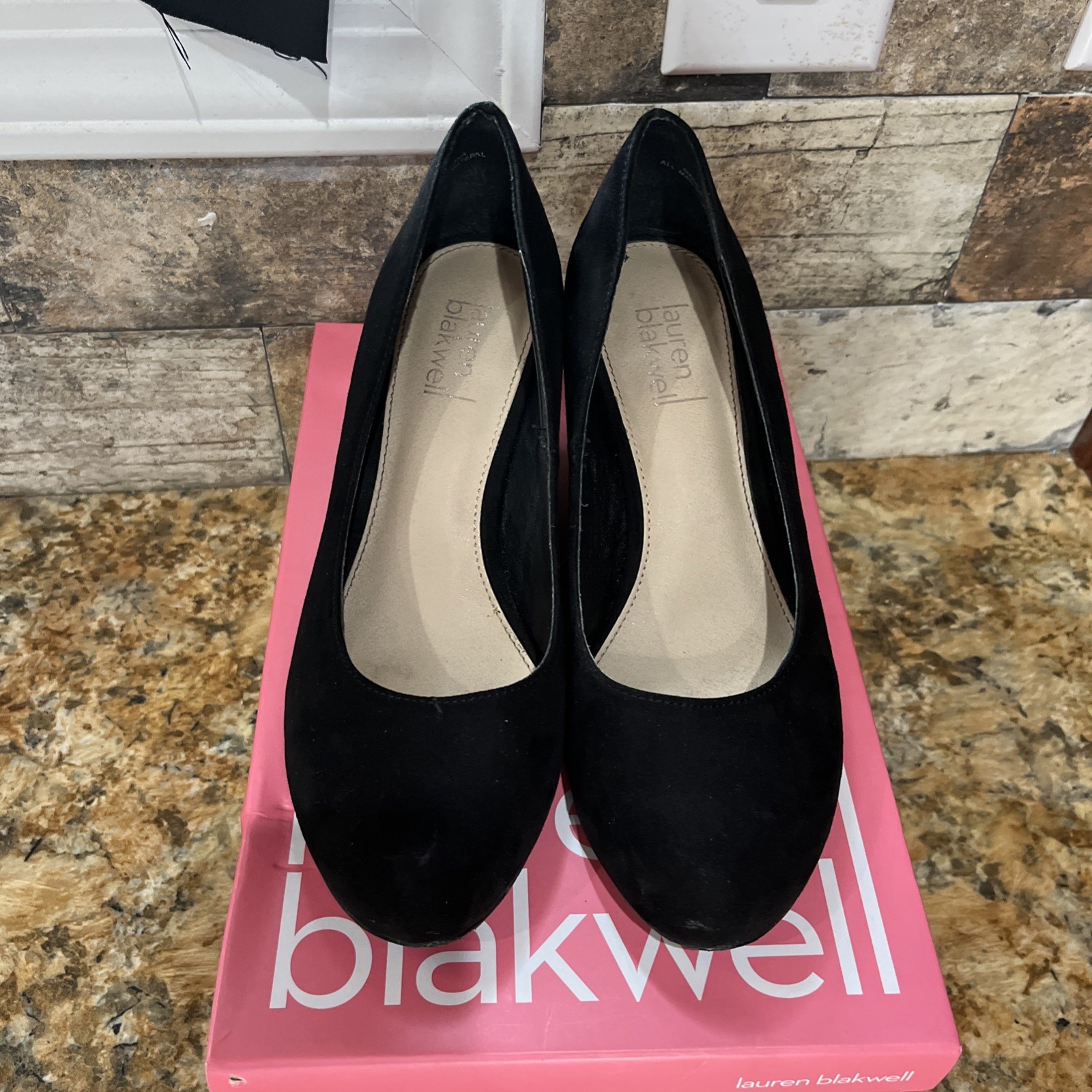 Lauren Blackwell Black Wedge Dress Shoe Women’s Size 7.5 2.5 in heels