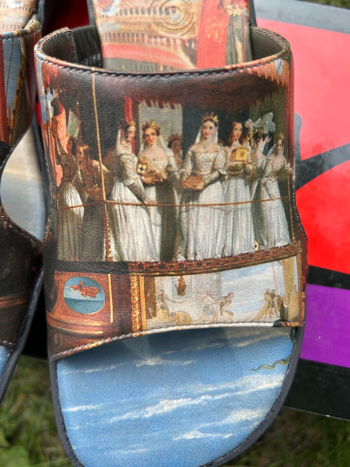 NEW NIB ICON Procession of the Brides Slide Wearable Leather Art Shoes Women 7M