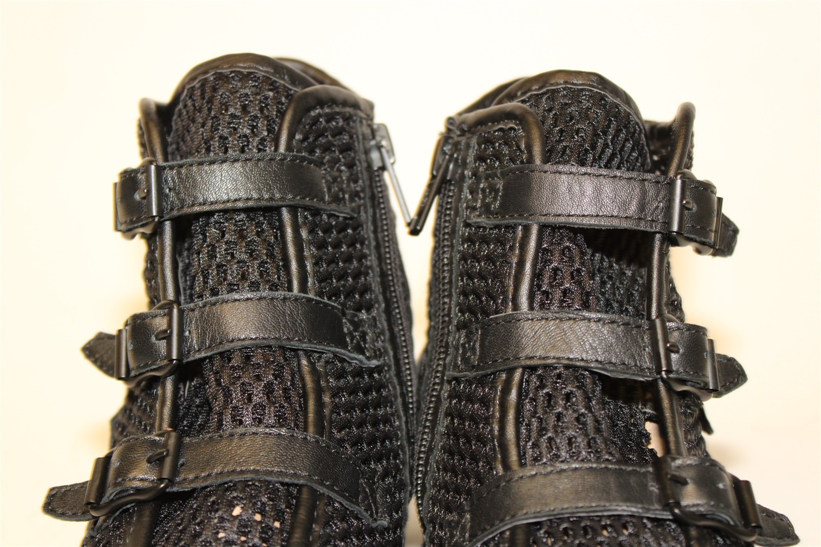 ASH Vanessa High Top Sneaker Women Size 7 38 Black Mesh Buckled Fashion Shoes