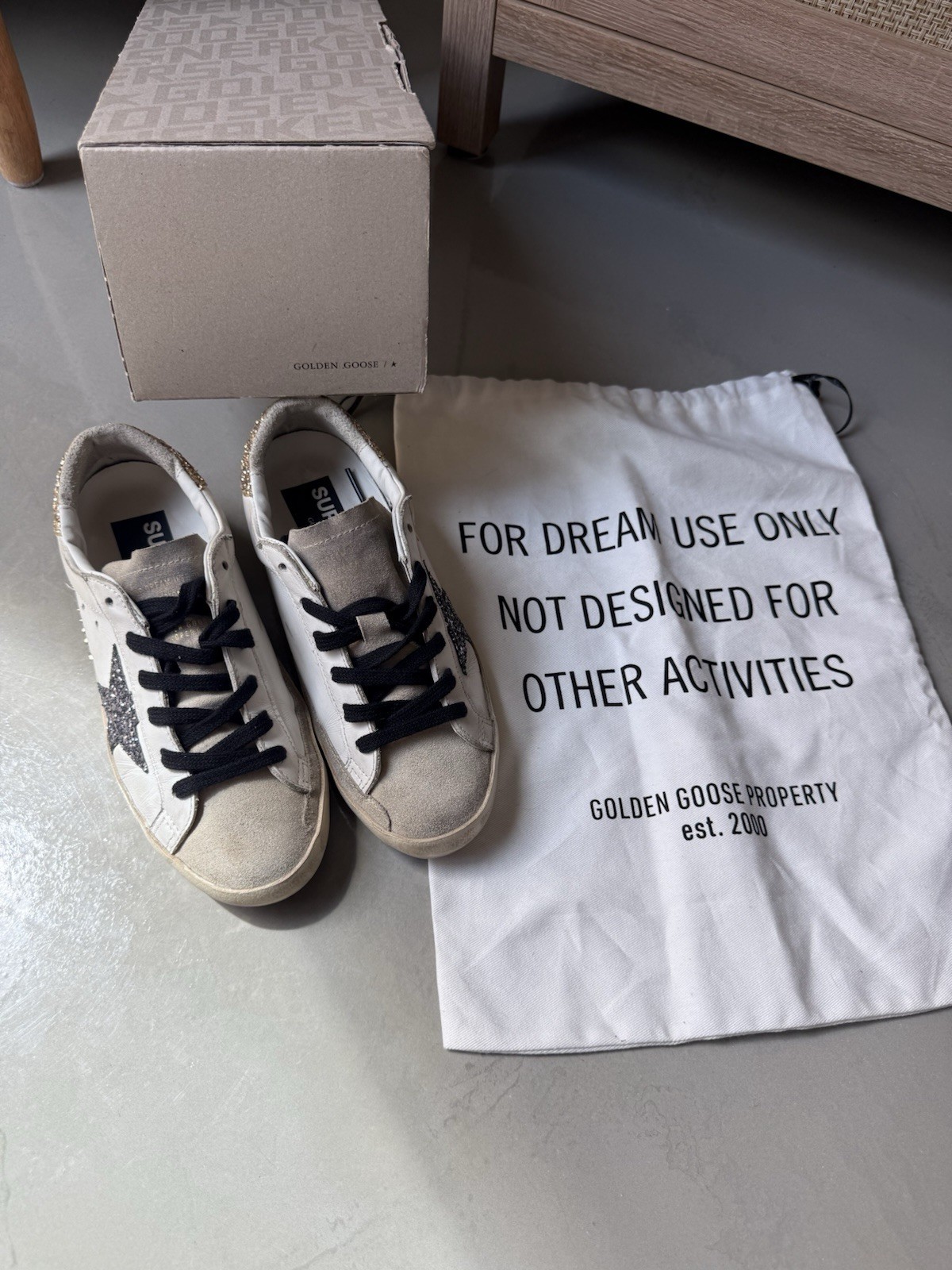 Size 6 or size 36 EU -Golden Goose Superstar White Gold Glitter GWF00102-F005358