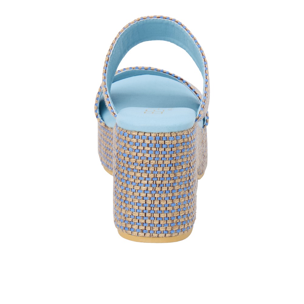 BEACH by Matisse Ocean Ave Platform Block Heels Womens Blue Casual Sandals OCEA