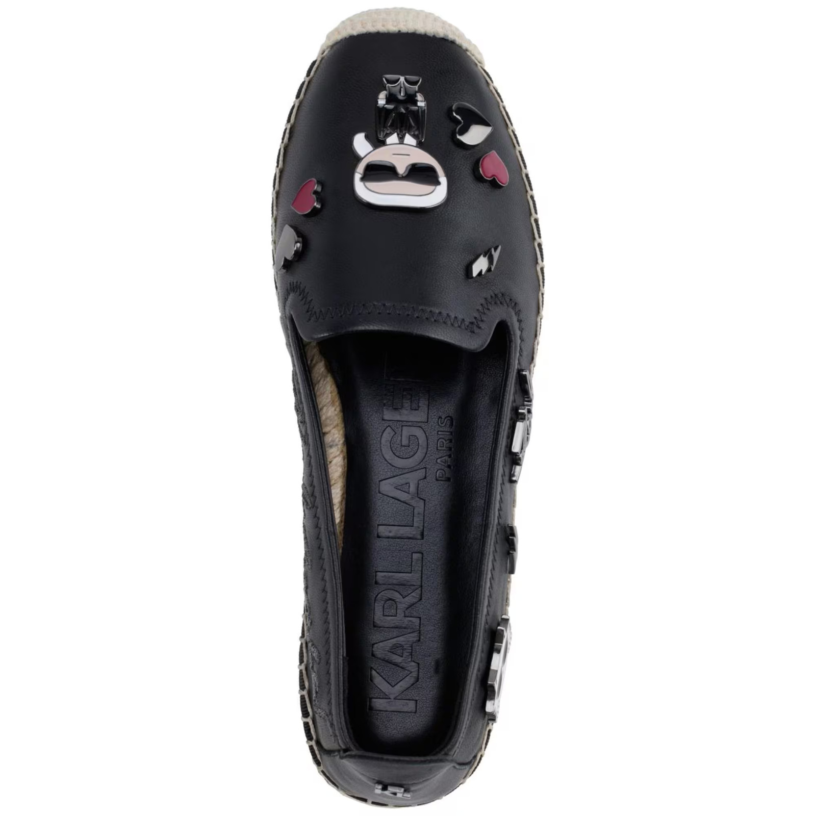 KARL LAGERFELD PARIS Michaela Embellished Slip-On Espadrille Flats Bright White