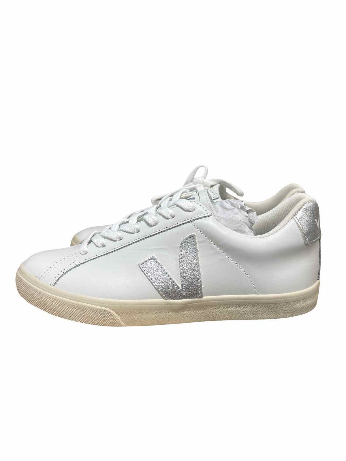 VEJA ESPLAR EXTRA WHITE SILVER LEATHER SNEAKER TRAINER SIZE: 8