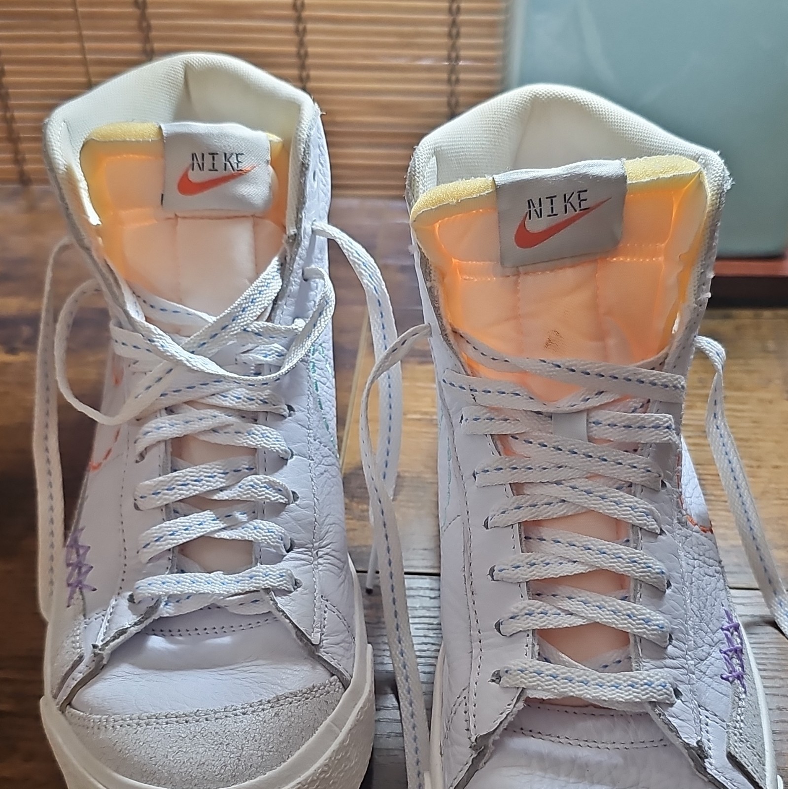 Nike Blazer Mid ’77 DX2350-100 Leather Mid Top Sneakers White/Lilac/Orange