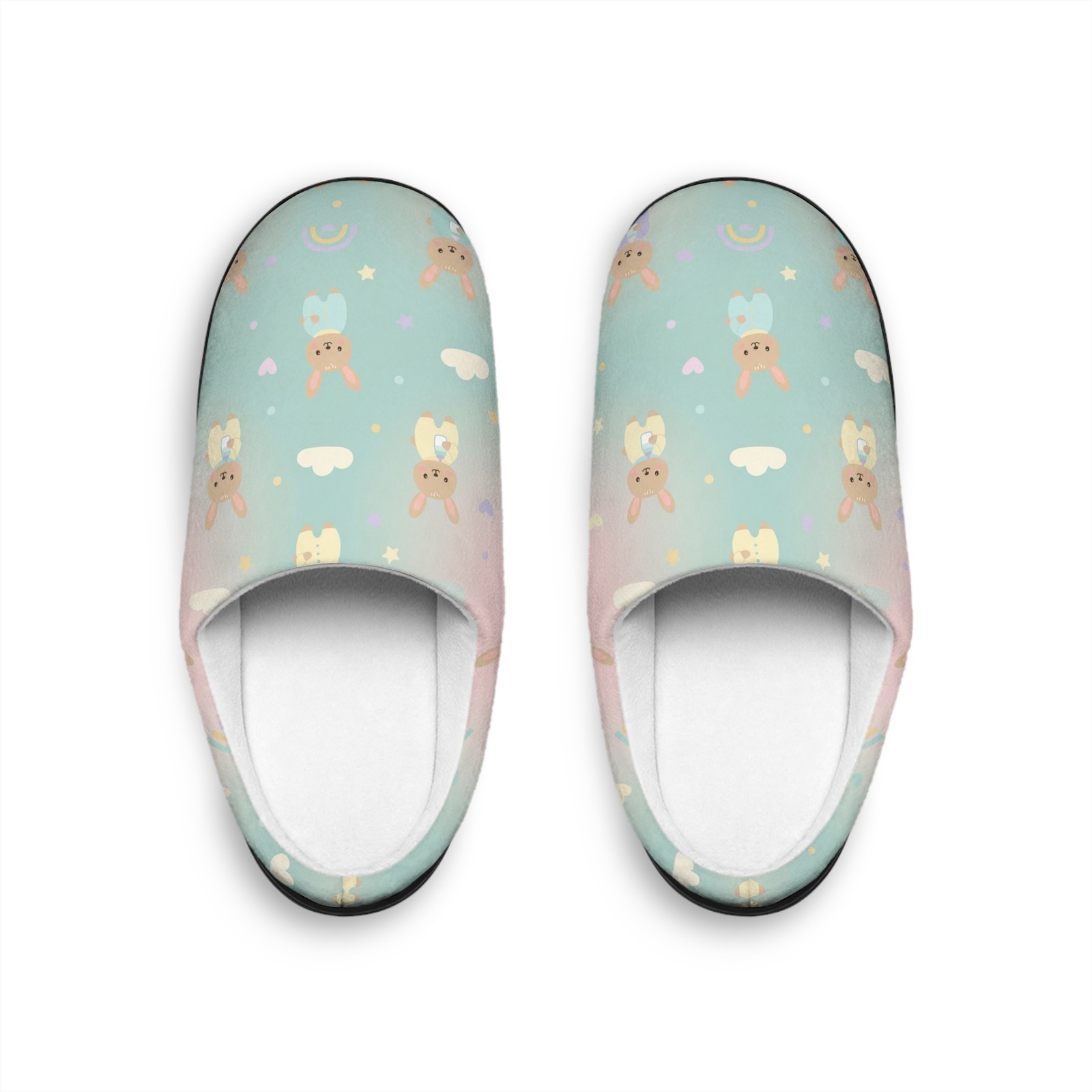 Cute Pastel Bunny Pattern Women’s Indoor Slippers | Cozy Home Shoes