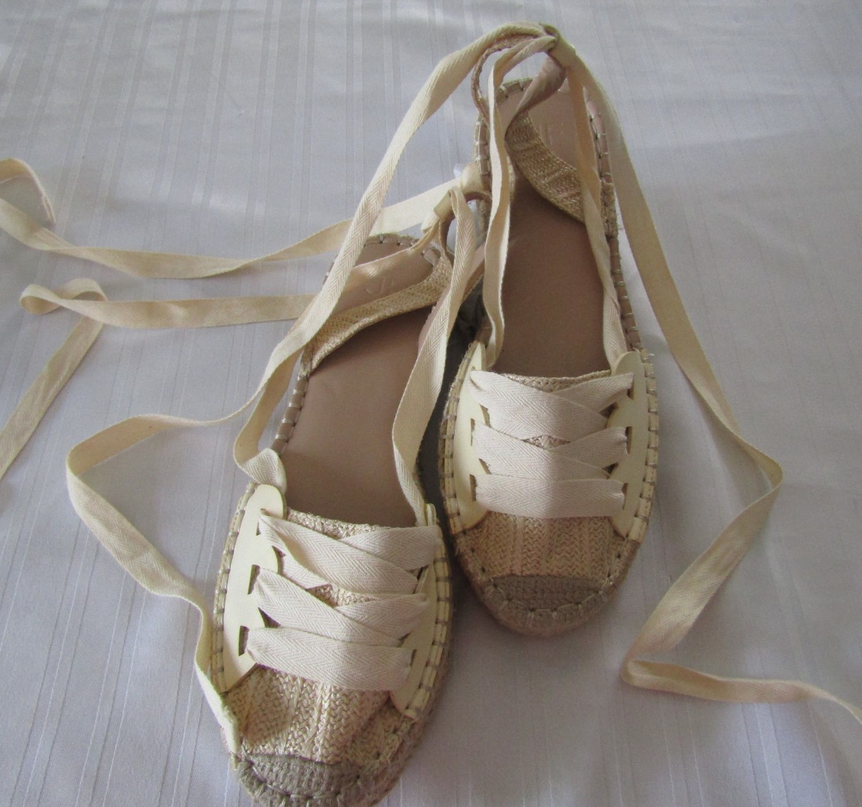 Womens JustFab Shirley Espadrilles Ankle strap Sandals/Natural 10 Ecofriendly