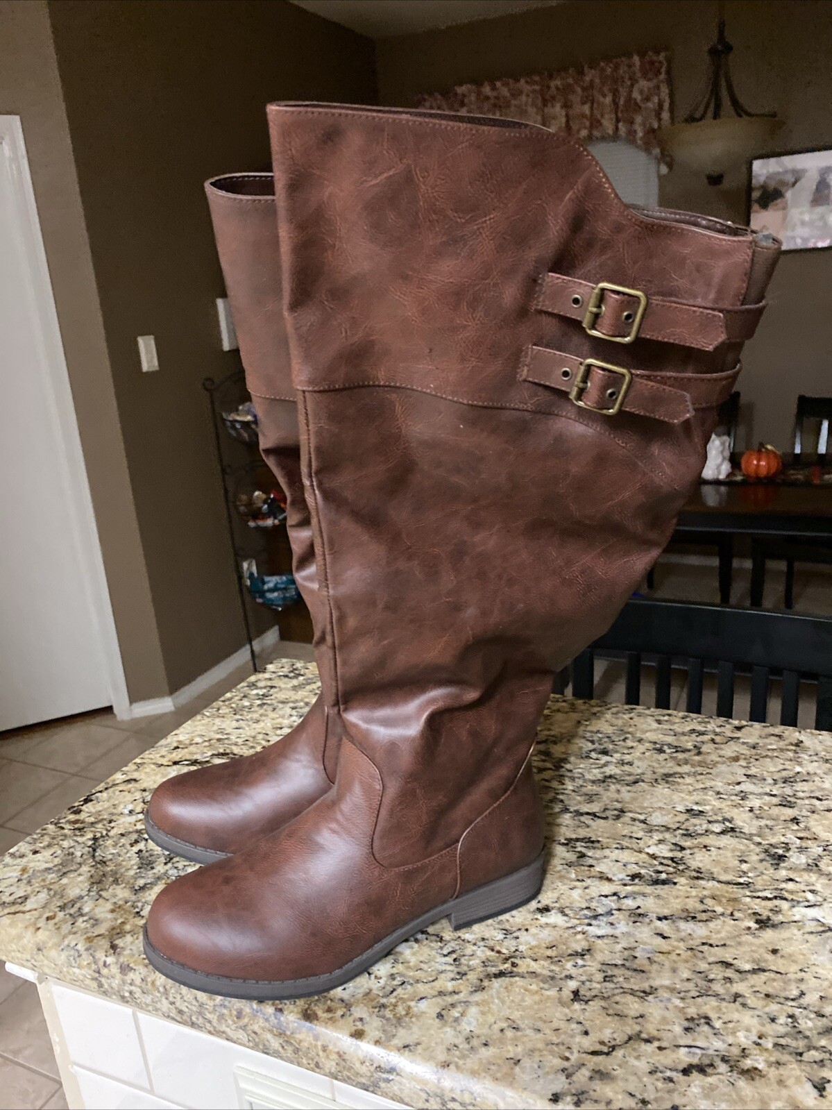 JG Brown PU Synthetic Knee Boots Size 7.5 M