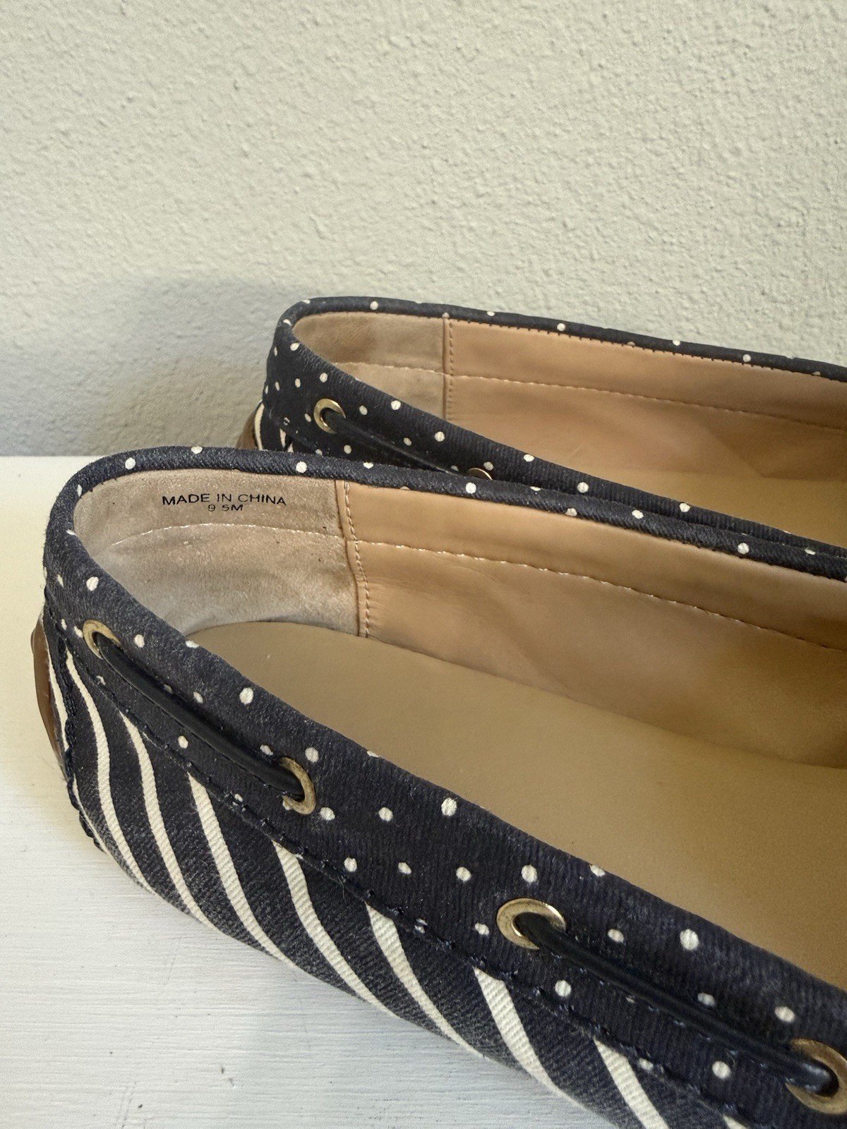 Talbots Moccasins Women’s Casual Drive Flats Slip-Ons Blue/White US Size 9.5