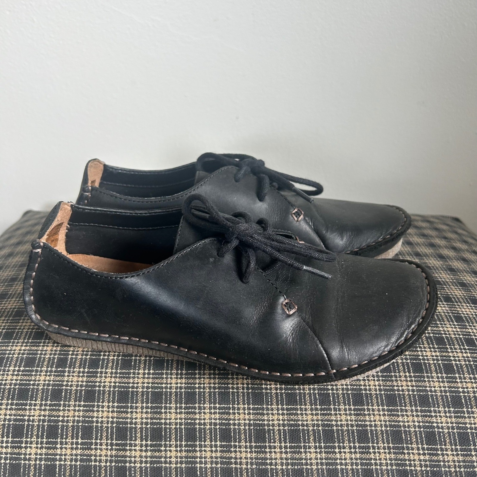 Clarks Artisan Janey Mae Leather Lace Up Oxford Shoes Size 6 Black