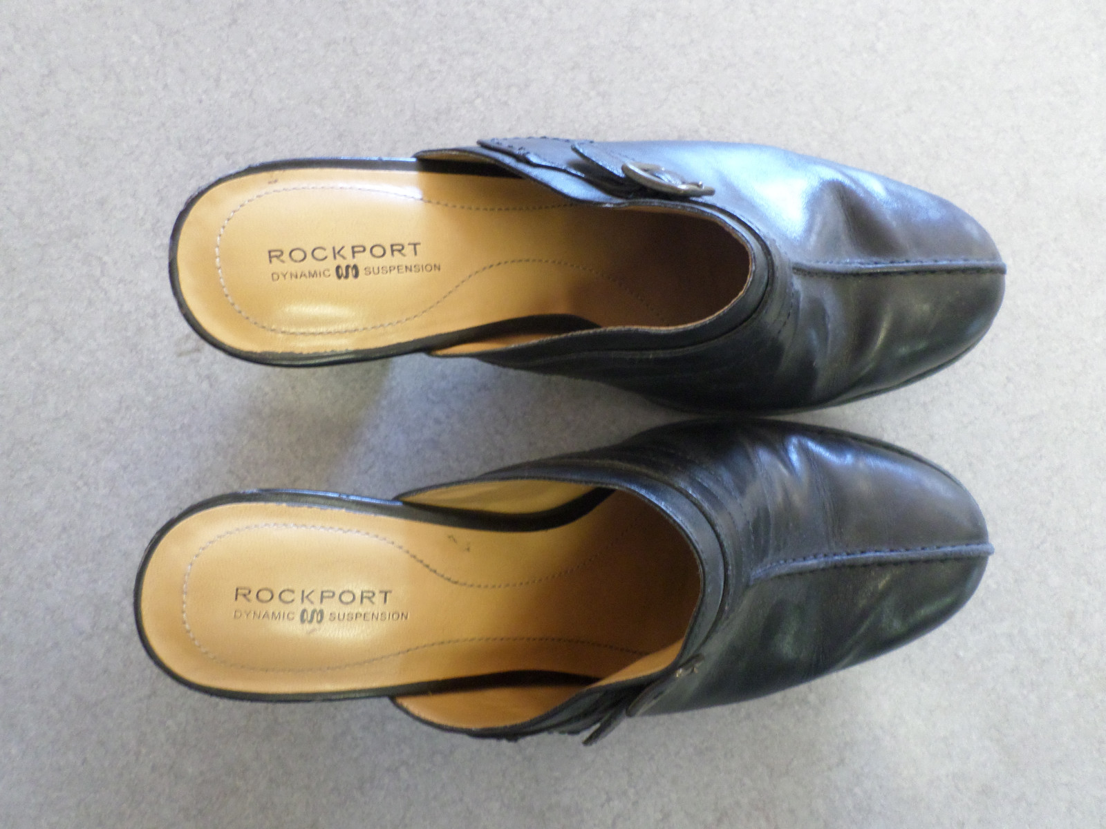 Rockport black leather, 3.25 in heels. Womens 8.5