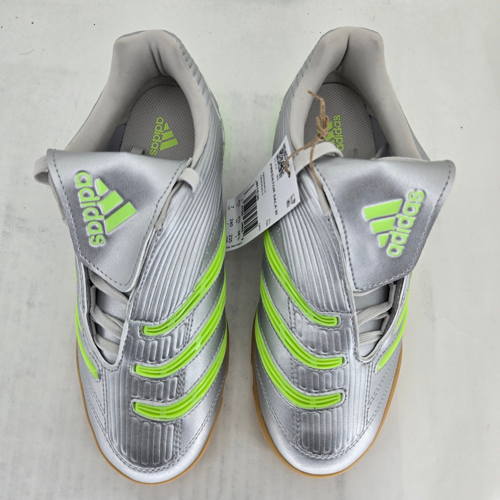 Adidas Predator Sala W Silver Signal Green Indoor Soccer Shoes JR1636 Womens 7