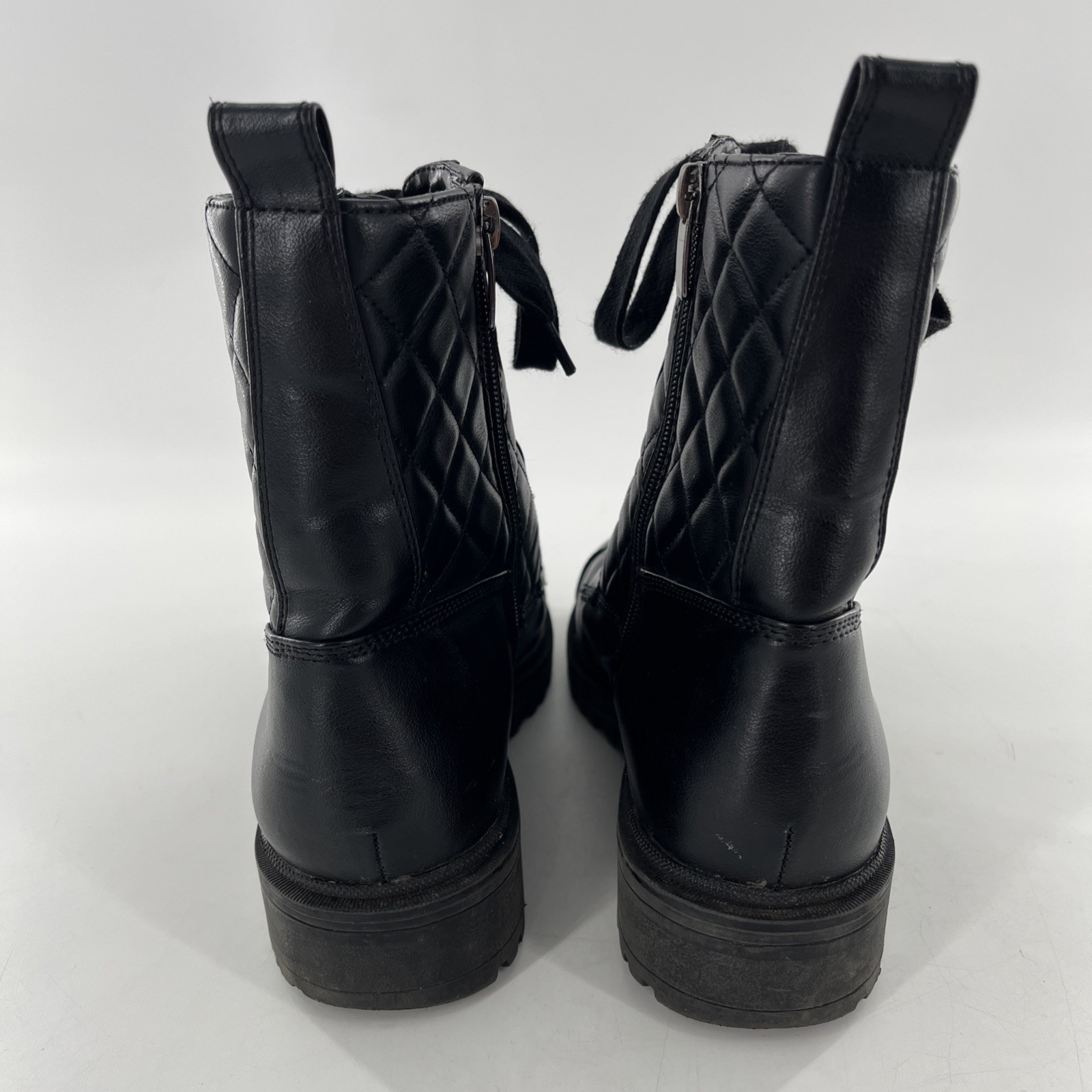 Quilted Moto Biker Womens Boot Combat Goth Nine West Bootie Zip Faux Leather 9.5