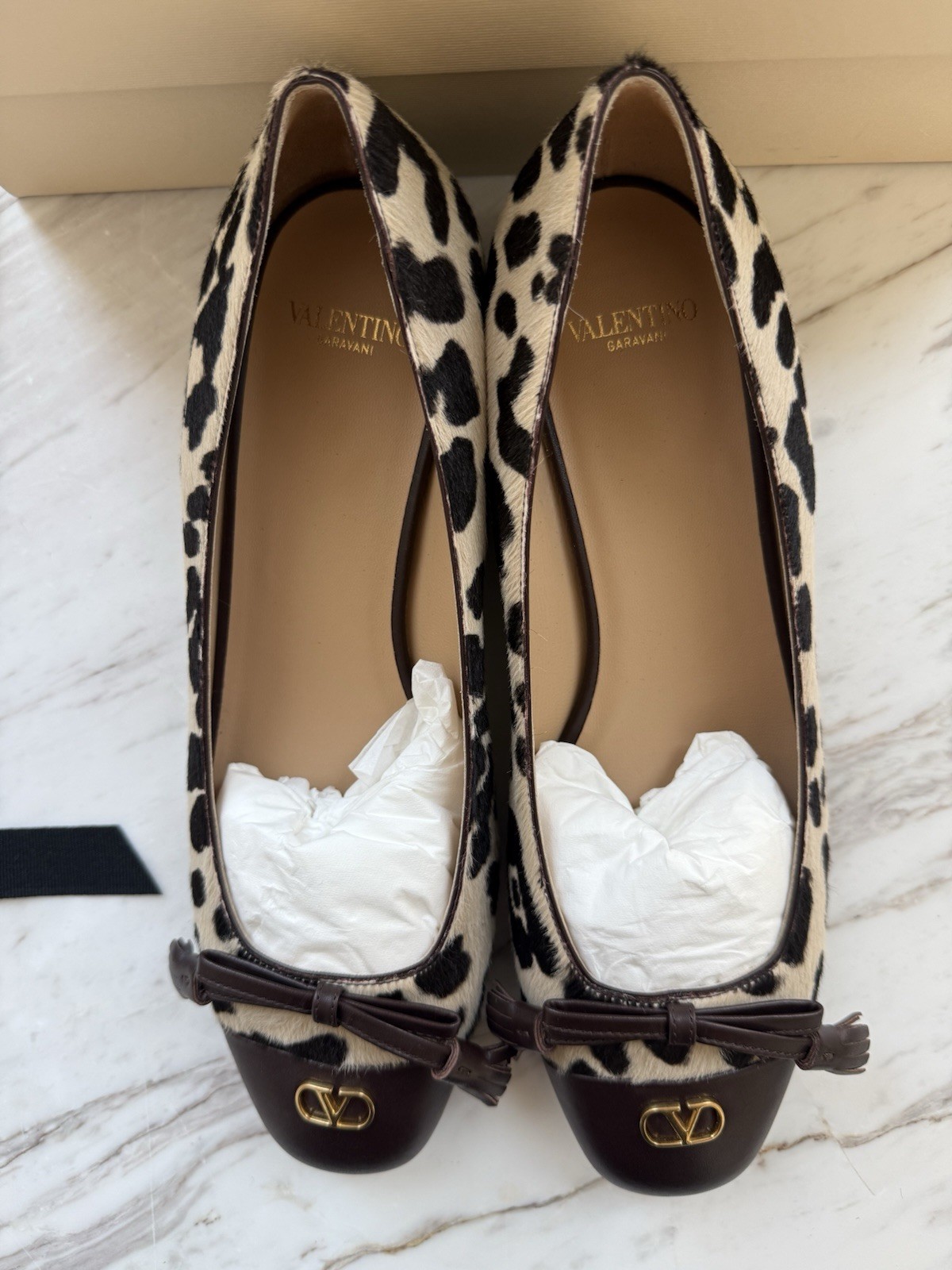Valentino Valet Du Roi Ballerina In Pony-Effect Calfskin 25mm – NWB – Size 7 US