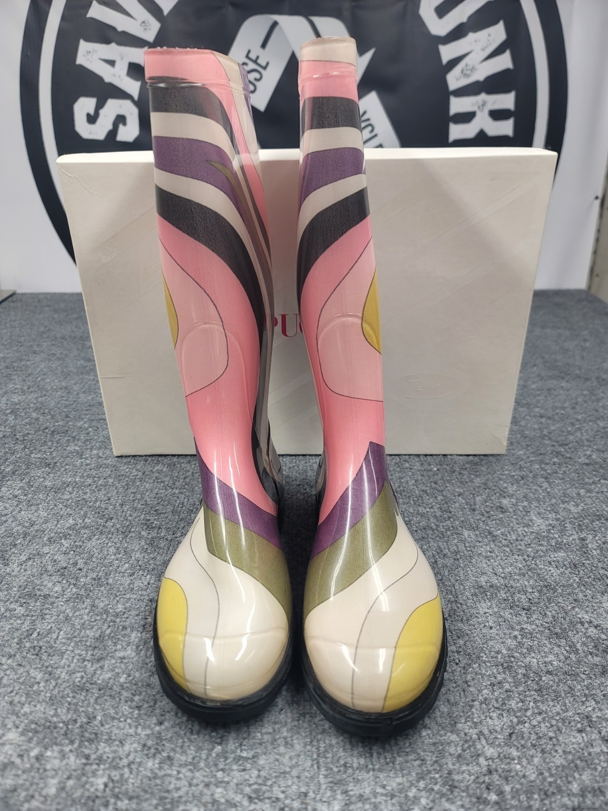 Emilio Pucci Rubber Baby Oval Violet Rain Boots Mid Calf Size 40 Never Worn