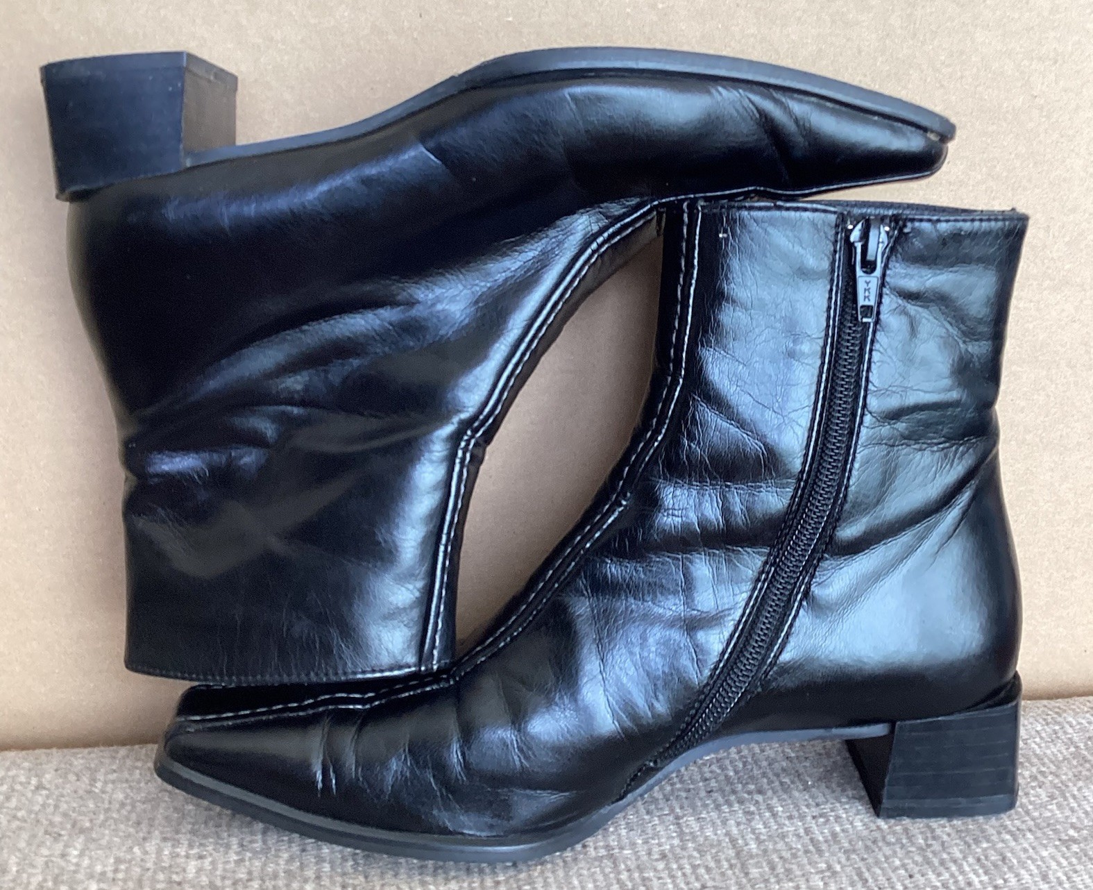 Paul Green Women’s Black Leather Ankle Boots Sz 5.5 Made in Austria Zip Comfort