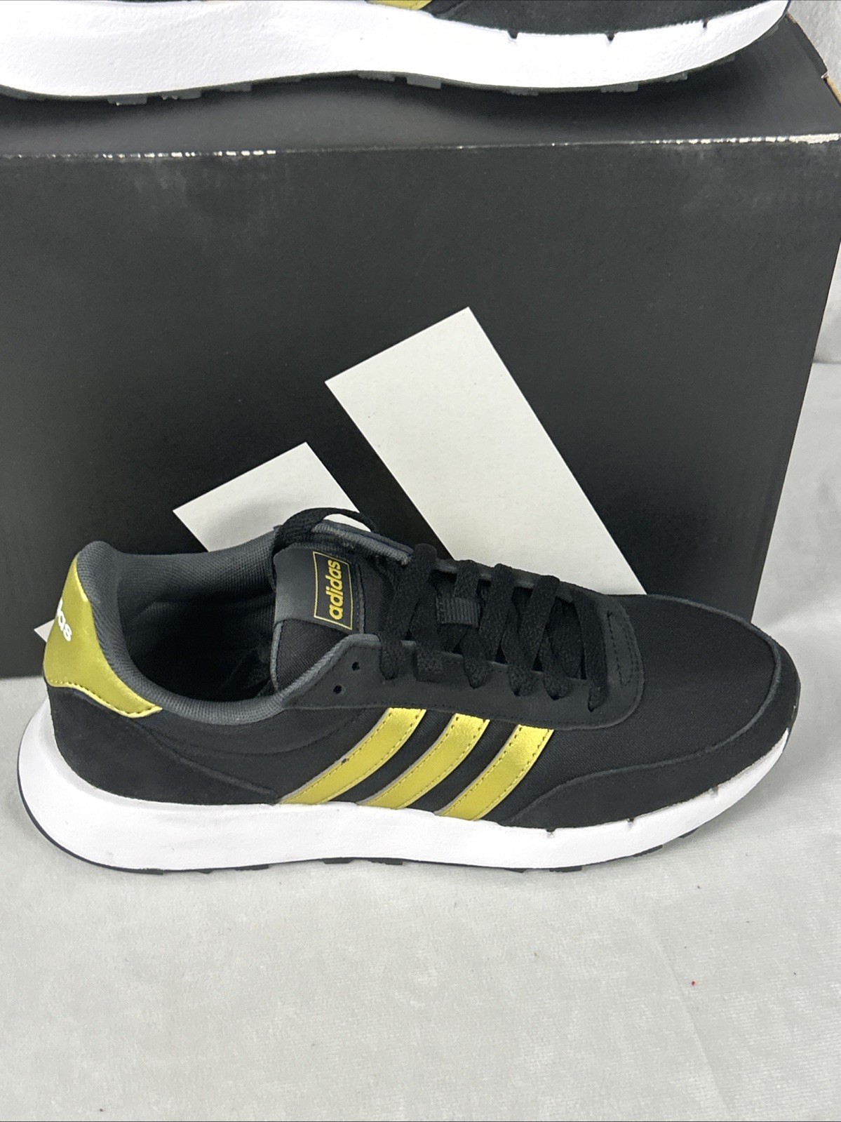 Adidas Run 60s 2.0 Black With Gold GX1714- Women’s US 7.5 New In Box