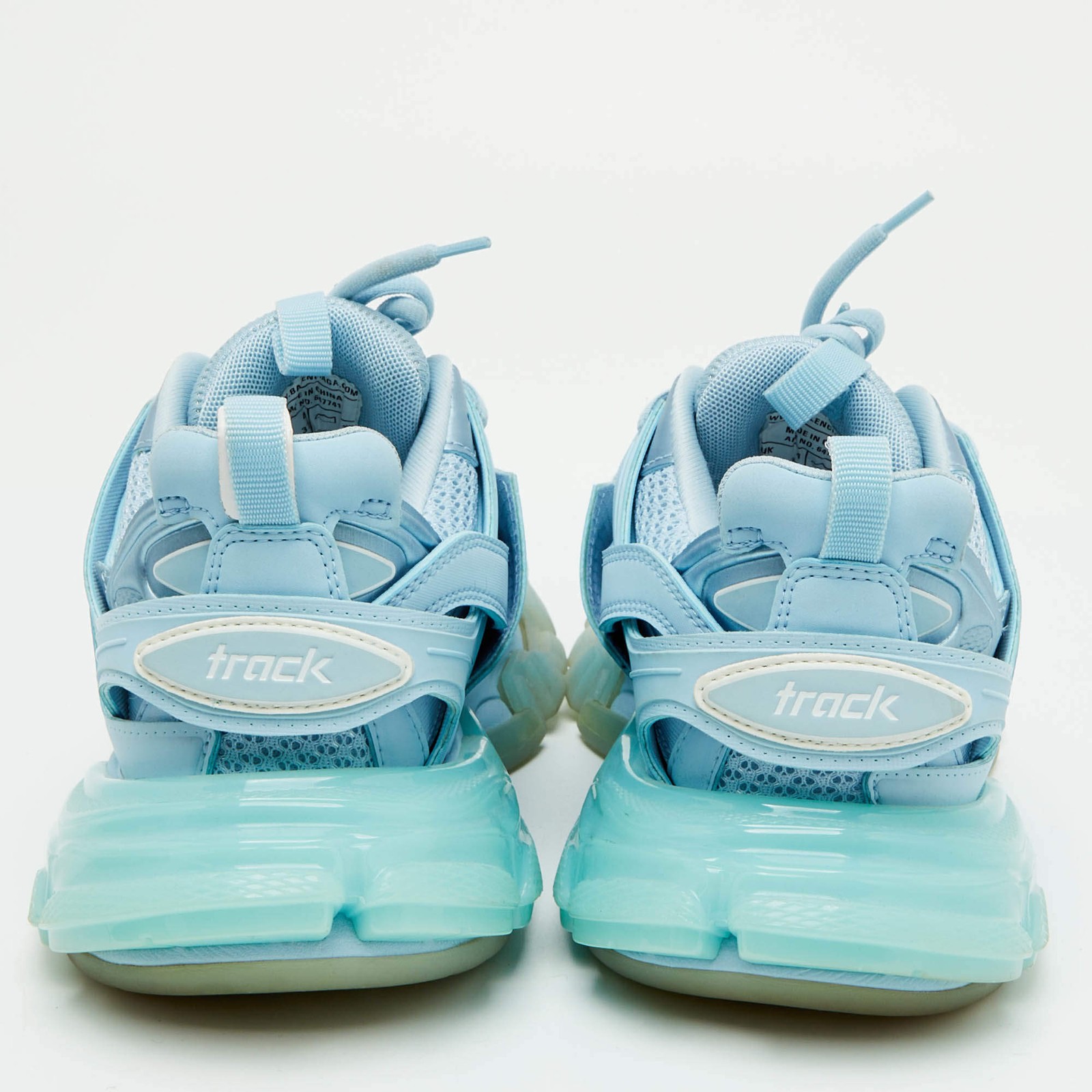 Balenciaga Track Size 37 Blue Faux Leather and Mesh Lace Up Sneakers