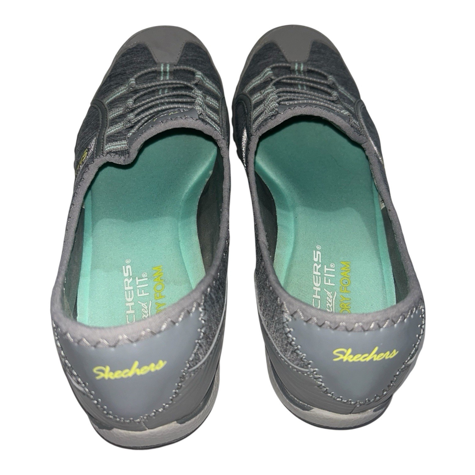 Skechers Relaxed Fit Bungee Slip On Sneakers Grey Mint SN 22468 Womens 8