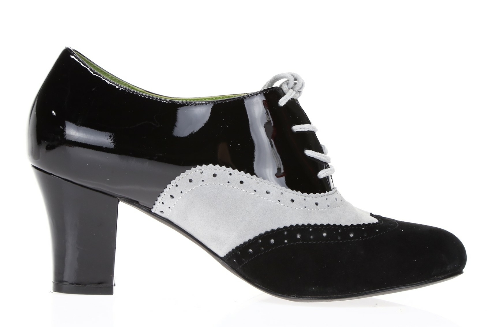 Shoes Of Prey Womens Black Gray Suede Patent Leather Ankle Booties Shoes Sz 38.5
