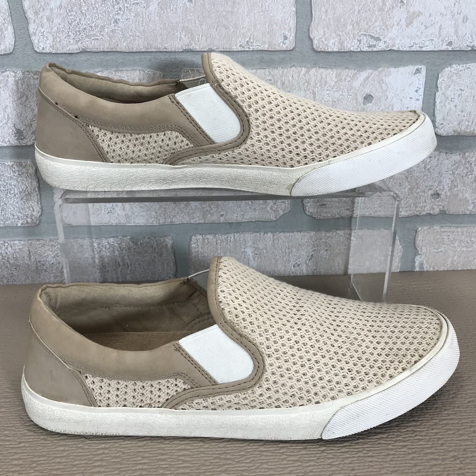 Lucky Brand Viah Slip On Sneakers Natural Combo Fisher Woven *See Pics & Descr*