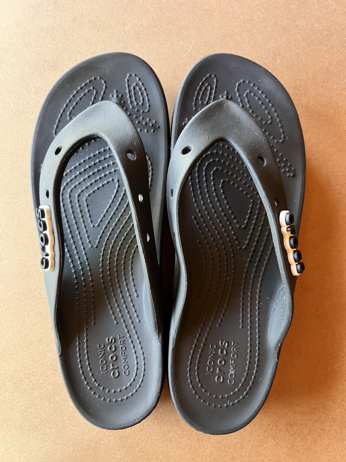 Crocs Bayaband Flip Flop Slip On Sandals Black Women 9 Summer Waterproof W/Logo