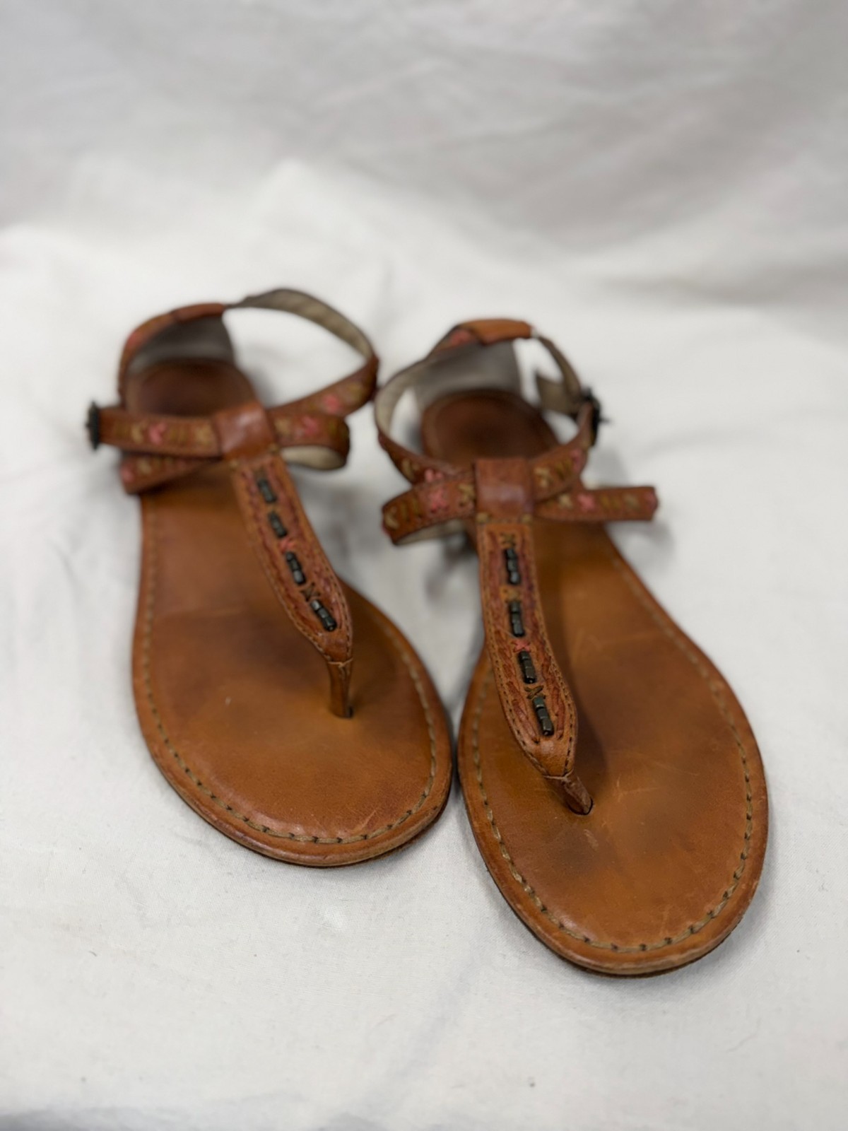 Frye Carson Boho Thong Huarache sandals featuring colorful stitched details