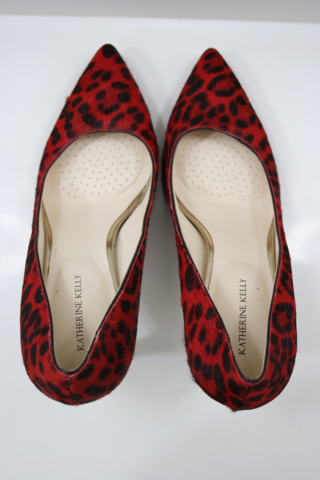 Katherine Kelly REESE Red Leopard Print Calf Hair Pointed toe Leather Pumps sz 8